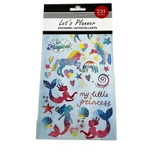 Let's Planner 231 Piece Sticker Pad Planner Stickers Unicorns Mermaids Rainbows