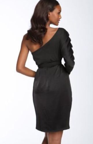 new RRP $268 BCBG MAX AZRIA BLACK ONE SHOULDER DRESS L 14 last - Picture 2 of 5