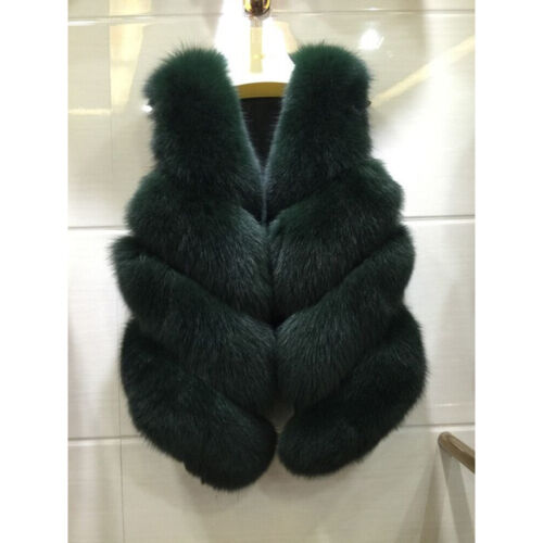 Frauen Winter voller Pelz echter Fuchs Pelz Mantel Weste Gilet Weste Warm Dick - Picture 21 of 30