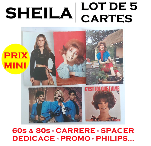 SHEILA : LOT de 5 x Cartes Postales ♫ DÉDICACE ♫ SPACER ♫ MINI DES SIXTIES... - Bild 1 von 13