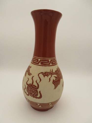 De colección? Chino? japonés? Jarrón de dragón crema roja - Imagen 4 de 14