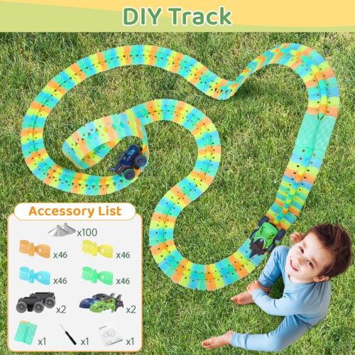 Dinosaur Race Track Set,Suction Cup Car Track,2 Racing Car with LED Light-UP,... - Picture 6 of 6