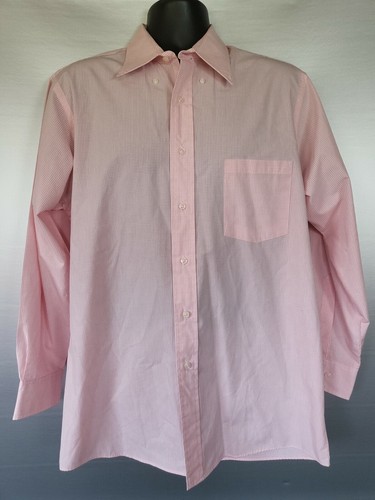 VAN HEUSEN Men's Button-Down Pink Checkered Long Sleeve Shirt Size 16 32/33