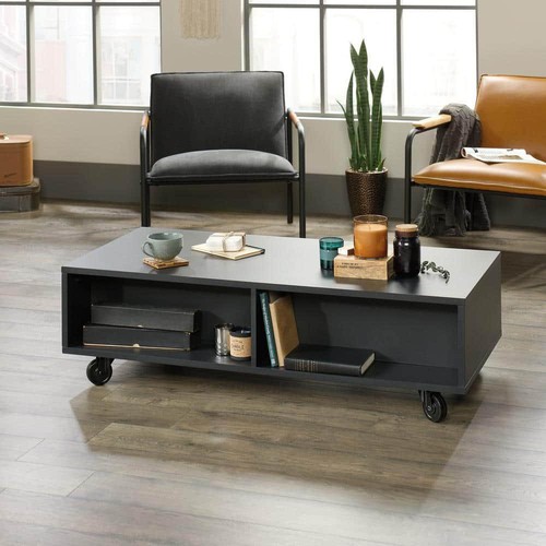 SAUDER Coffee Table 47 in. Composite with Drawers Large Rectangle in Black - Picture 5 of 12