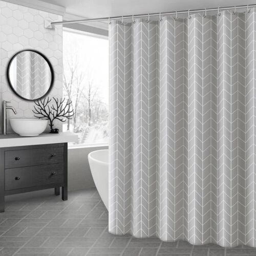 New Extra Long Plastic Waterproof Shower Curtain With Thick Hooks Multiple sizes - Picture 42 of 69
