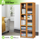 24"Bamboo Two[ACRYLIC DOOR]6-Tier Bookcase Book Storage Cabinet Display Shelving