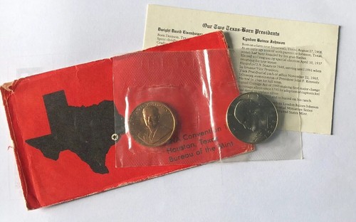 1978 A.N.A. Convention Souvenir Eisenhower Dollar & L.B.J. Bronze Token Set - Picture 11 of 12