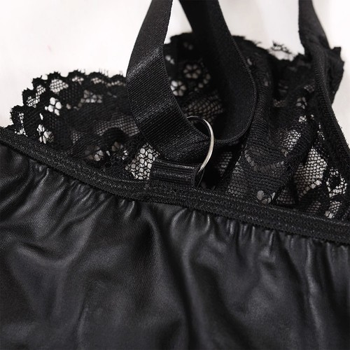 Mini vestido de cuero para mujer sin mangas ceñido al cuerpo cremallera frontal fiesta ropa de club nocturno nuevo - Imagen 12 de 14
