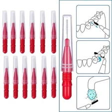 50X Dental Plastic Interdental Brush Floss Sticks Tooth Head Oral Hygiene Red