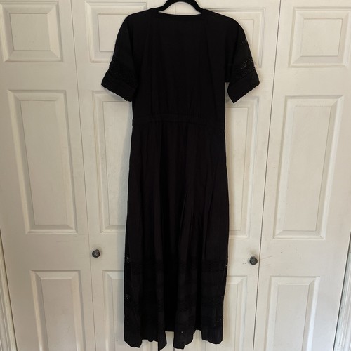 LoveShackFancy NWOT Edie Black 100% Cotton Bohemian Maxi Dress Small - Picture 8 of 12
