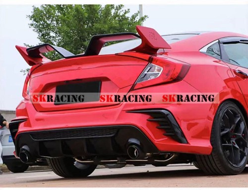 For 2016-2021 Honda Civic 10th Sedan Red+Black Rear Trunk Spoiler Lip Tail Wing - Picture 14 of 15