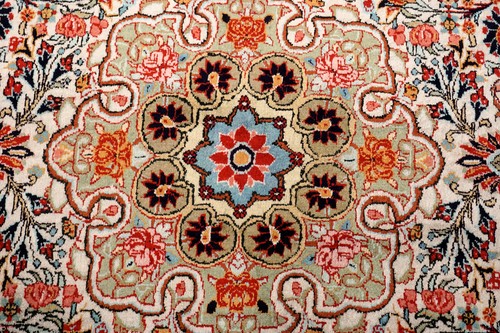 Alfombra de seda Ghom 155 x 105 cm Ghoum Oriente alfombra persa Qom anudada a mano Qum - Imagen 14 de 23