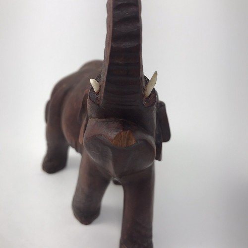 Estatuillas de elefantes tallados en madera (juego 3) cerezo marrón negro - Imagen 6 de 9
