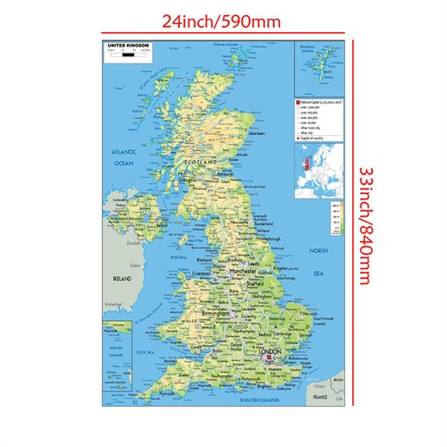 A1 A2 A3 Map of the UK Geographical Wall Poster Prints Office Studio Decoration - Picture 8 of 10