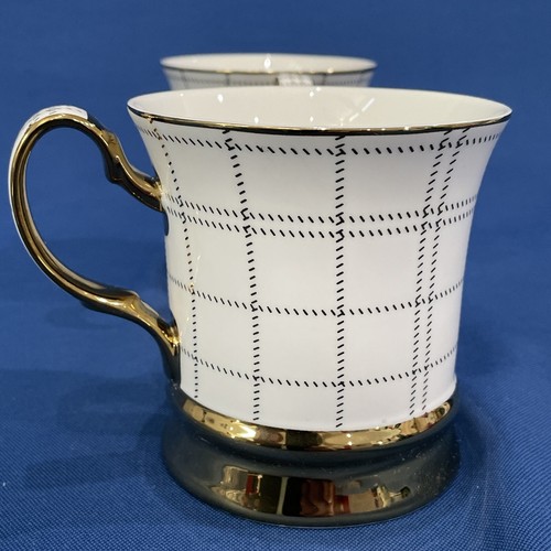 DOS (2) 10 tazas de café con leche Strawberry Street blancas metálicas doradas con patas 12 oz - Imagen 4 de 9