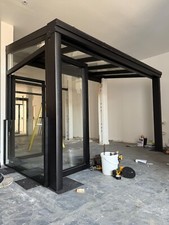 VERANDA PERGOLA GLASS ROOF GARDEN ROOM LEAN TO SHELTER CANOPY ALUMINIUM SHUTTER