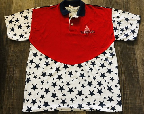 XL 🇺🇸 Made in USA _ Brust bestickt USA DC Flagge Golf Polo T-Shirt Stern Streifen - Bild 1 von 6