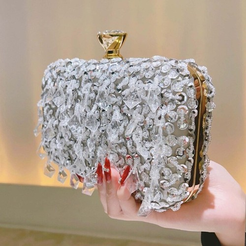 Elegant Beaded Evening Handbag with Sequins Shoulder Bag Crossbody Purse - Picture 3 of 8