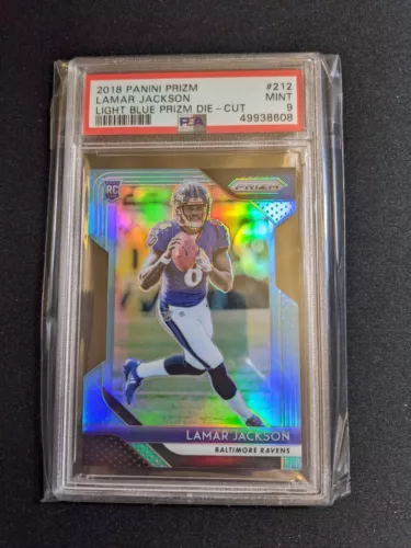 2018 Prizm Lamar Jackson RC Rookie #212 Light Blue Prizm Die-Cut /199 PSA 9 💎