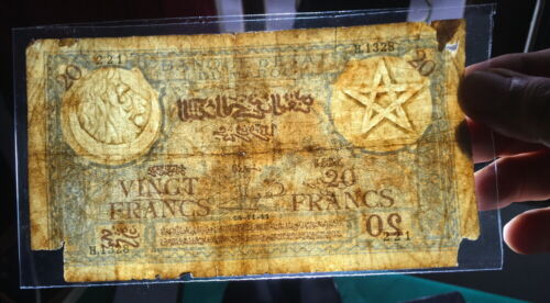 MOROCCO 1941 20 FRANCS P18b - Picture 3 of 3