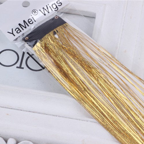 Long Straight Hair Extensions Glitter Tinsel False Hair with Clip Colorful Hair∂ - Picture 17 of 36