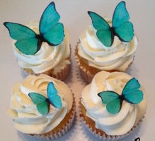 Turquoise Edible Butterflies- Cupcake and Cake Decoration