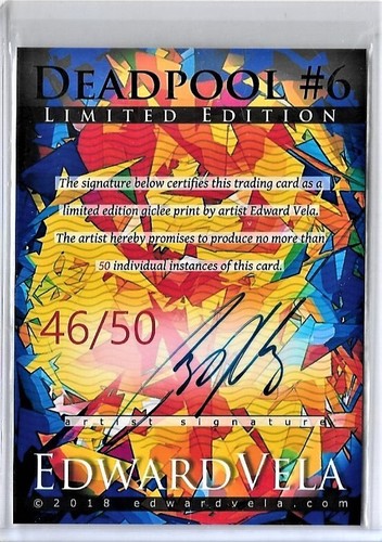 Deadpool Authentic 2018 Artist Signed Limited Edition Print Card 46 of 50 - Picture 4 of 4