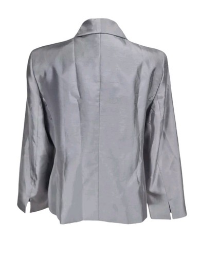 Le Suit Women Pantsuit Size 16 Gray Satin Three Button Blazer Straight Pant 281A - Picture 4 of 9