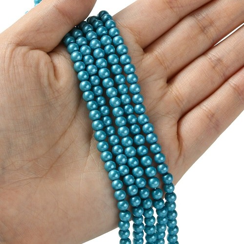 Glass Pearl 4mm Turquoise Beads - Grade A Quality - 1 Strand (Approx 100 Beads) - Picture 3 of 4