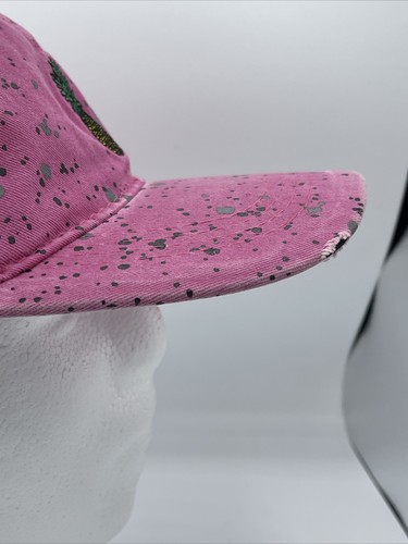 Blackjack Distressed Pineapple Adjustable Pink Hat Cap Paint Splatter - Picture 6 of 19