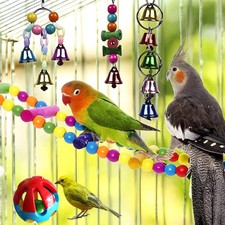15Pcs/Set Parrot Toys Metal Rope Small Ladder Stand Budgie Cockatiel Cage Bird
