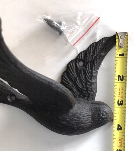 CAST IRON Flying Bird Hook for Coat Towel ENTRYWAY NEW NWT + Hardware ~4x6" - Picture 13 of 14