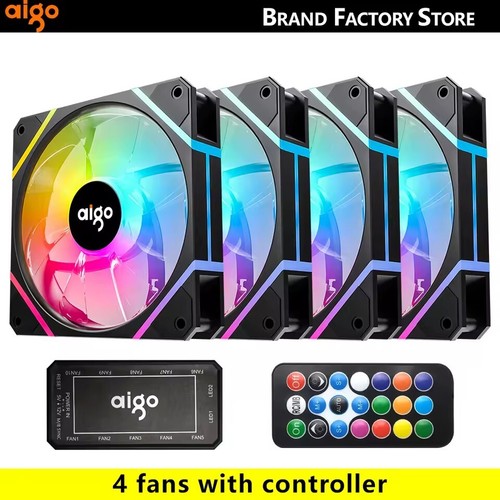 Aigo AM12 Rgb Fan Ventoinha PC Controladora 120mm Computer Case Fan Kit 6pin - Picture 4 of 14