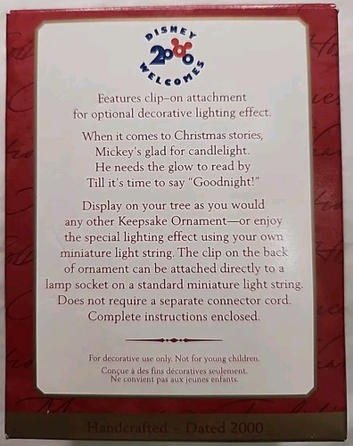 Hallmark Keepsake Ornament 2000 Mickey's Bedtime Reading Handcraft Mickey Mouse - Picture 2 of 3