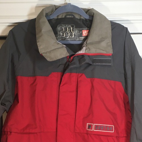 Burton Dry Ride Snowboard Ski Poacher Jacket Parka Mens Large Red Gray - Picture 2 of 7
