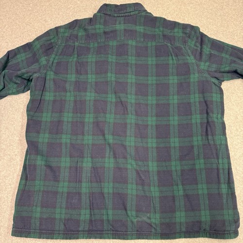 LL Bean 2XL Tall Blue Green Plaid Cotton Flannel Fleece Insulated Shacket - Picture 12 of 14