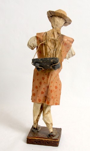 Mexican Paper Mache Bearded Male Sculpture Sun Hat Toting Board On Back Folk Art - Picture 4 of 5