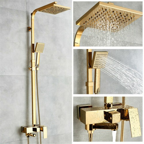 Exposed Shower Mixer Bathroom Twin Head Round Square Bar Set Wall Shower Taps - Picture 133 of 158