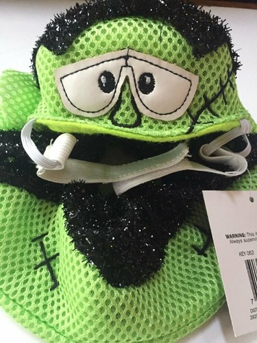 Green Monster Hat Frankenstein Cat Hat Halloween Costume Collar S Small - Afbeelding 2 van 5