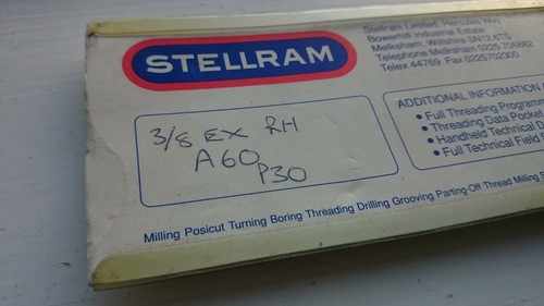 5 Stellram threading inserts 16ER A60 P30 ( 3ER 16ERA30 60° partial 48-16tpi - Picture 2 of 2