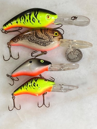 VINTAGE LOT 4 MANN CRANKBAITS MANN’S LURES CRAWFISH LOUDMOUTH DEEP DIVER FIRE TIGER - Bild 3 von 8