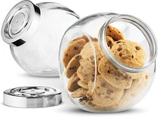 Bormioli Rocco PANDORA Glass Candy Jar 75½-Ounce Cookie Jar (2 Pack)