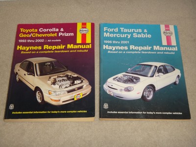Haynes REPAIR MAUALS TOYOTA COROLLA GEO CHEVY PRIZM FORD TAURUS MERCURY SABLE EBay