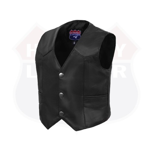Kid's Unisex Toddler Classic Black Leather Motorcycle Western soft leather 17230 - Picture 3 of 5