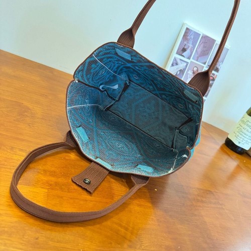 Large Capacity Knitted Bag Geometric Pattern Travel Handbag Retro Tote Bag - Picture 10 of 21