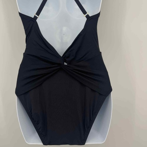 Neu Bleu Rod Beattie schwarzer Einteiler Badeanzug Damen 4 Neckholder gedreht schlankmachend - Bild 9 von 12