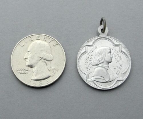 French, Antique Large Medal. Saint Joan of Arc, Jeanne d'Arc. Pendant. - Picture 3 of 5
