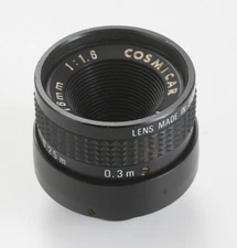 16MM 16/1.6 COSMICAR TV IN C-MOUNT THREAD/173588