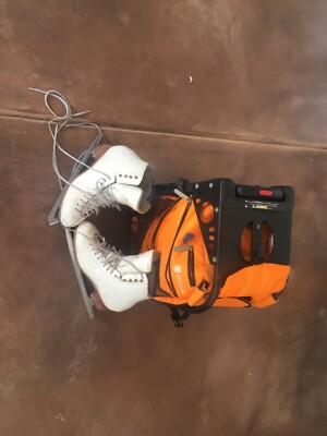 Jackson Elle Fusion Figure Skates FS2130 Size 9 B with Zuka roller bag in orange