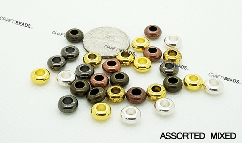 7 mm Rondelle 3 mm großes Loch Europäisches Messing Metall Perlen Silber Gold Kupfer Bronze - Bild 9 von 9